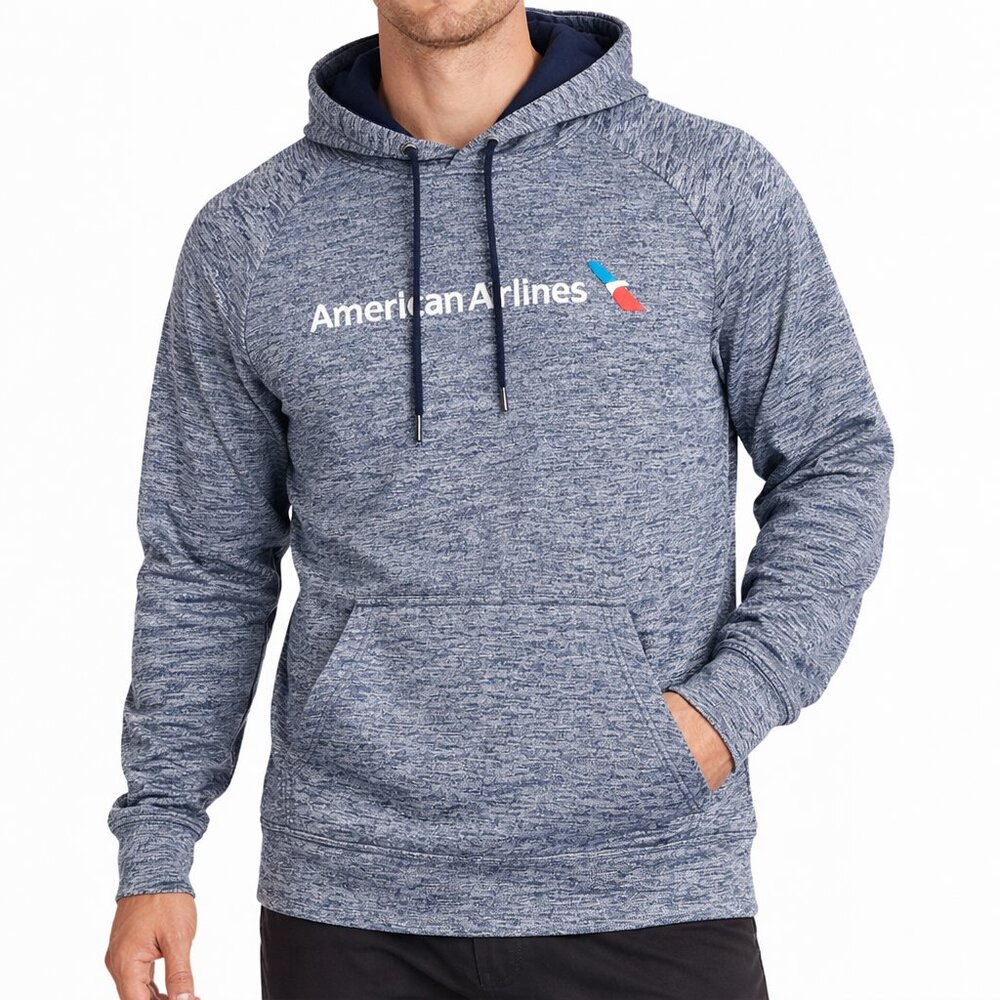 American Airlines Sport Tek Blue Heather Hoodie Mens Small